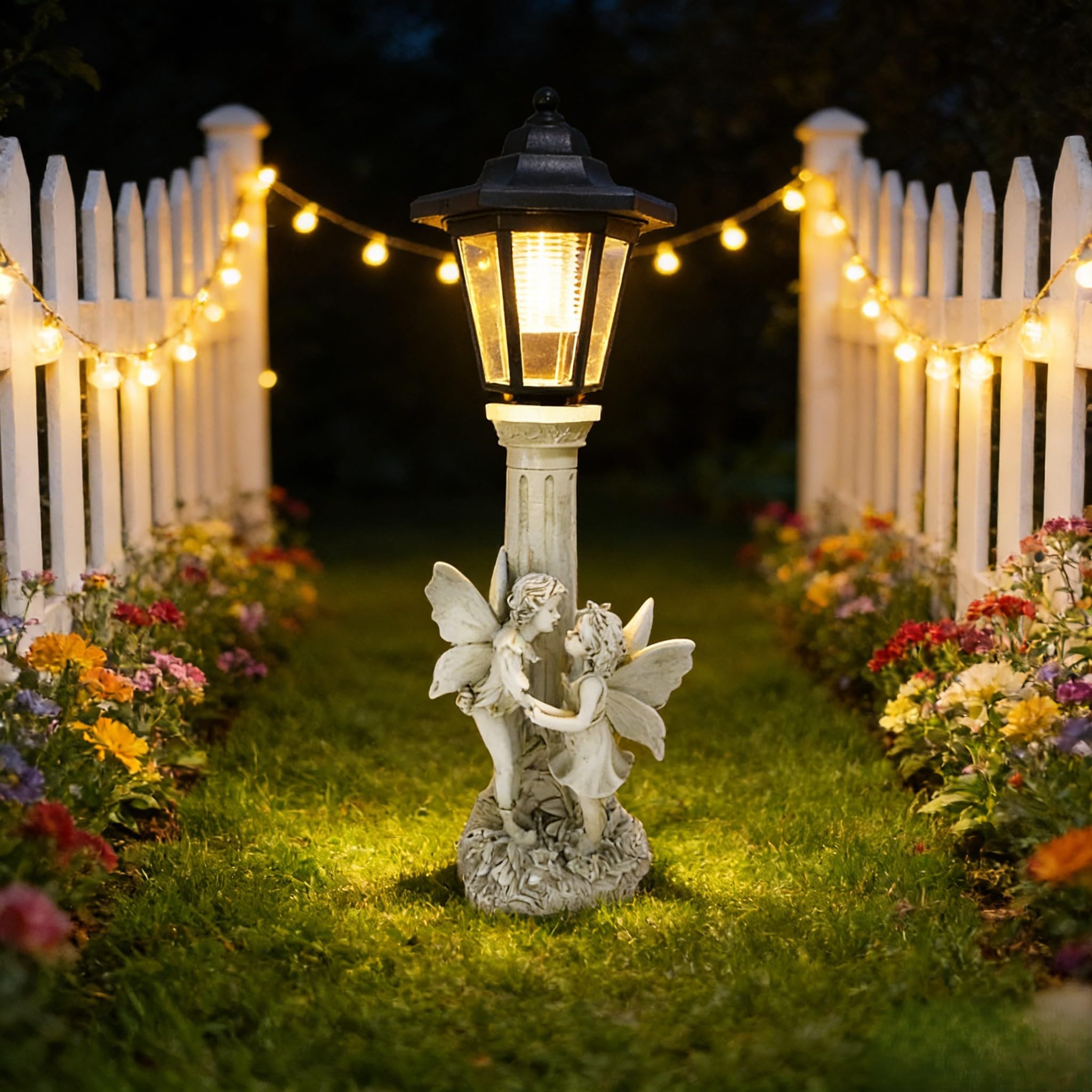 Lámpara de jardín de cupido solar e impermeable para una decoración exterior duradera 1