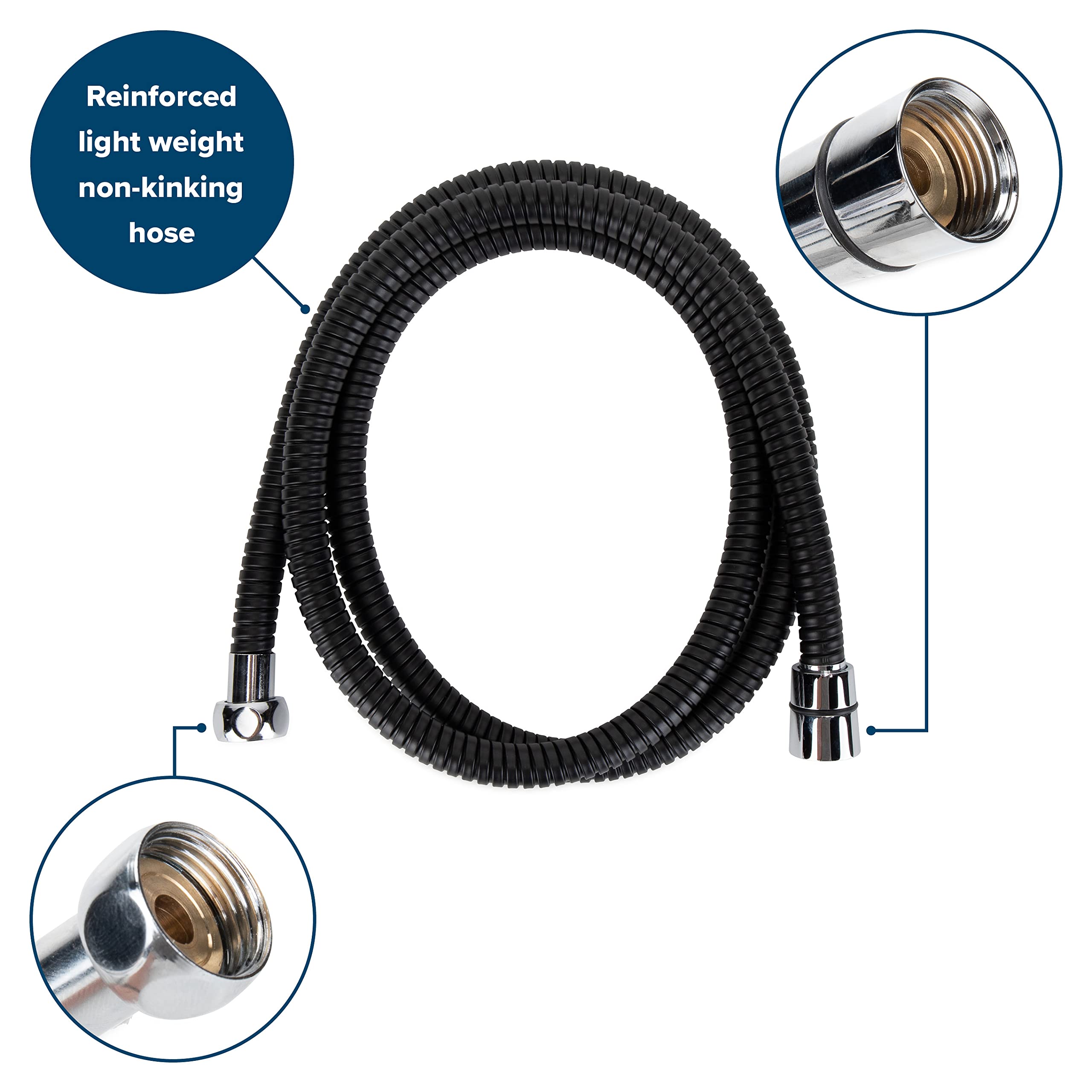 Camco Kit completo de alcachofa de ducha para caravana/marina | Cuenta con un práctico interruptor de encendido/apagado para duchas eficientes de agua | 5 patrones de pulverización | Negro (43744)