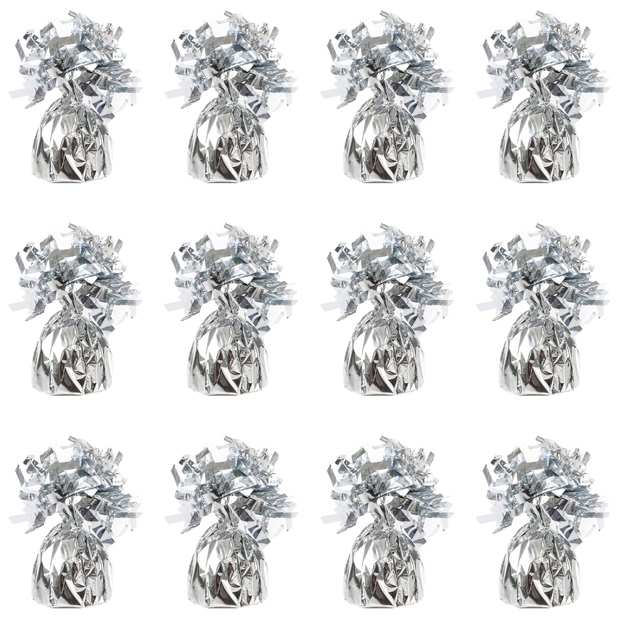 Foil Balloon Weights for Helium Balloons in Silver Foil - 12x 160g Heavy Balloon Weights Birthday Party Wedding Celebration Décor with Tassles