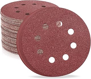 5 Inch 8 Hole Sanding Discs 30 Pieces, Round Sandpaper Assortment 40 80 120 220 400 800 Grits, Hook and Loop Sanding Disc, Sanding Pads, Round Sandpaper Discs