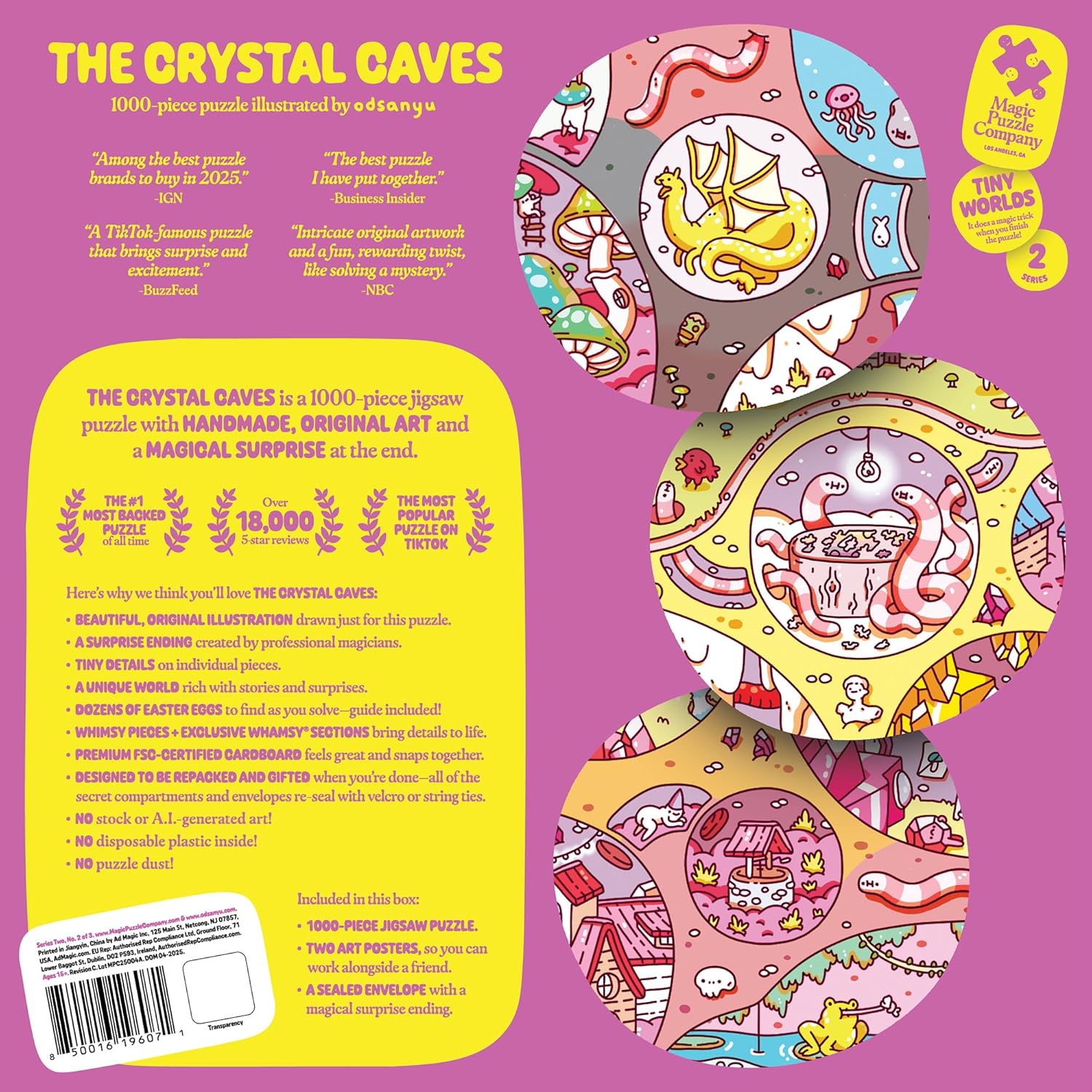Magic Puzzles 3-Pack • Series Two • The Busy Bistro, The Crystal Caves, & The Forest Feast • 1000 Piece Jigsaw Puzzles from The Magic Puzzle Company