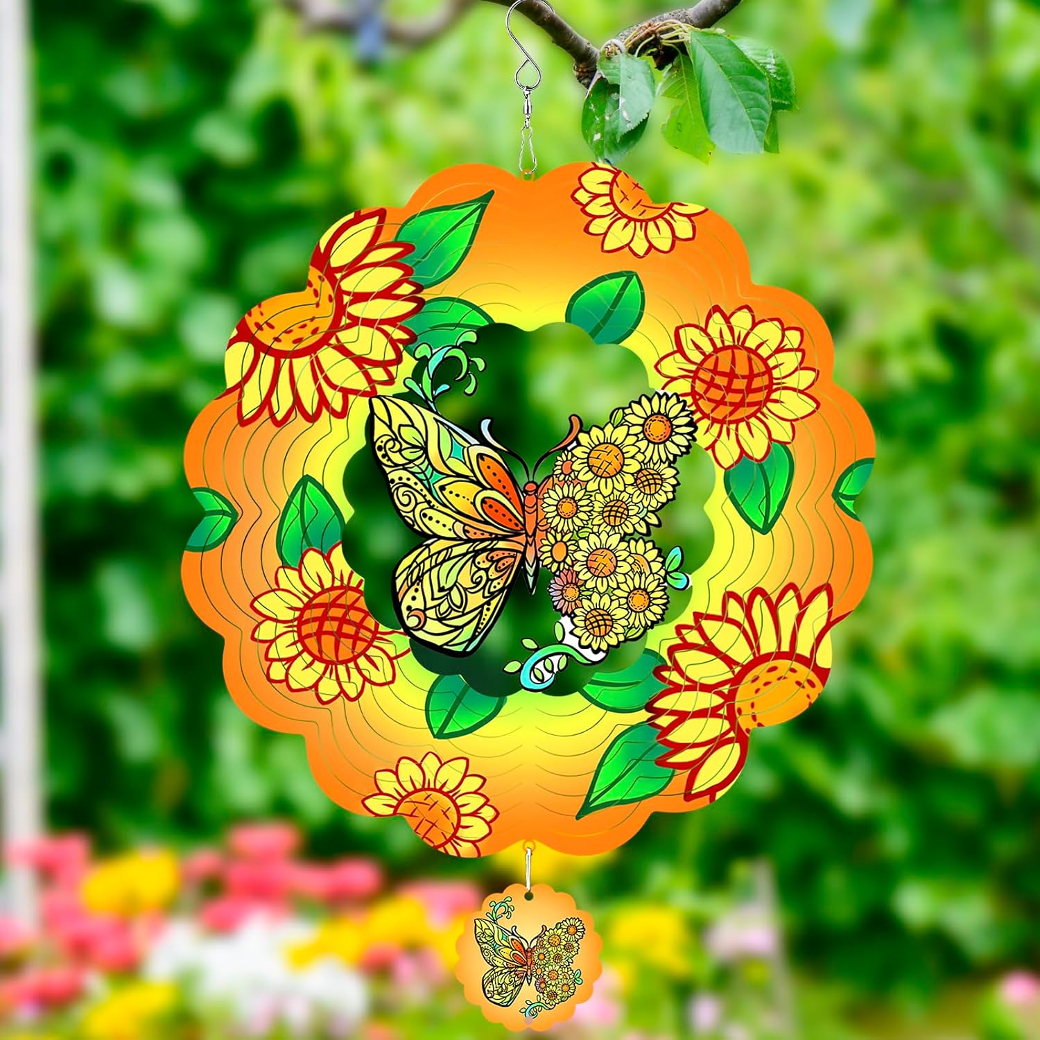 Wind Spinners Set of 2, Eagle and Butterfly Metal Wind Spinners - Gifts Spinner for Women Mom Men Dad Grandpa Husband, Hanging Wind Spinner for Outdoor & Indoor Decorations, 12 inch for Ornament Gifts