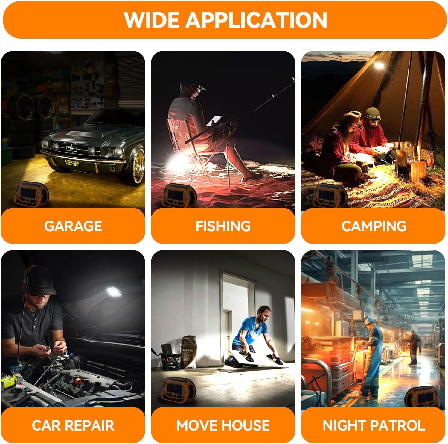 Multifunction Mini 3.74"x2.36" Rechargeable Work Light Solar Magnetic Portable Flood Light with Rotatable Stand 4 Mode Waterproof LED Work Light for Camping Garage Outdoor Emergency Power Bank