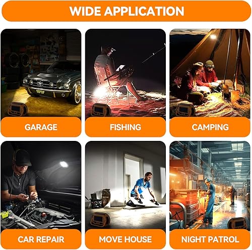 Miniatura 5 de Luz de trabajo solar para campamento, luz de trabajo magnética LED con 4 modos de batería de 3600 mAh, recargable, impermeable, portátil, luz de