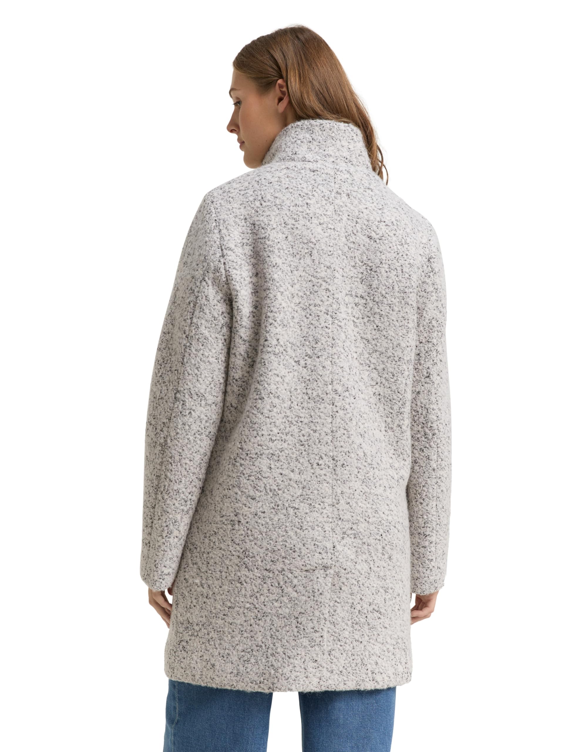 TOM TAILOR Denim Damen Bouclé Wollmantel mit Stehkragen