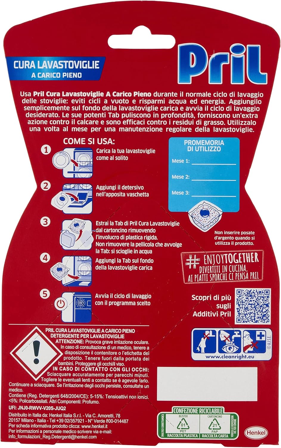 Pril Care Dishwasher DUO, Deep Cleansing Against Fat, 6 Packs of 3 Tabs