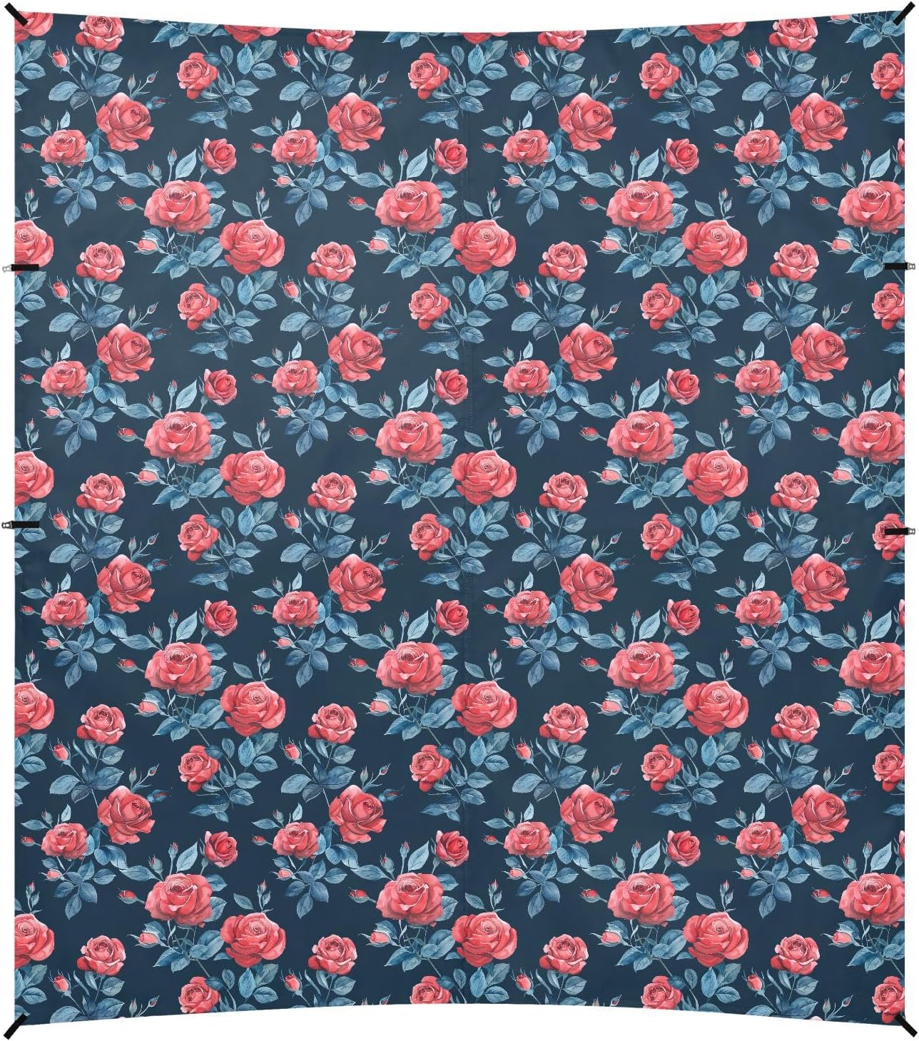 ALAZA Vintage Red Rose Flower Beach Tent Sun Shelter UPF50+ Protection Beach Shade Canopy w/ 4 Sandbags for Outdoor Camping, Fishing, Backyard Fun, Picnic, 10x9 ft