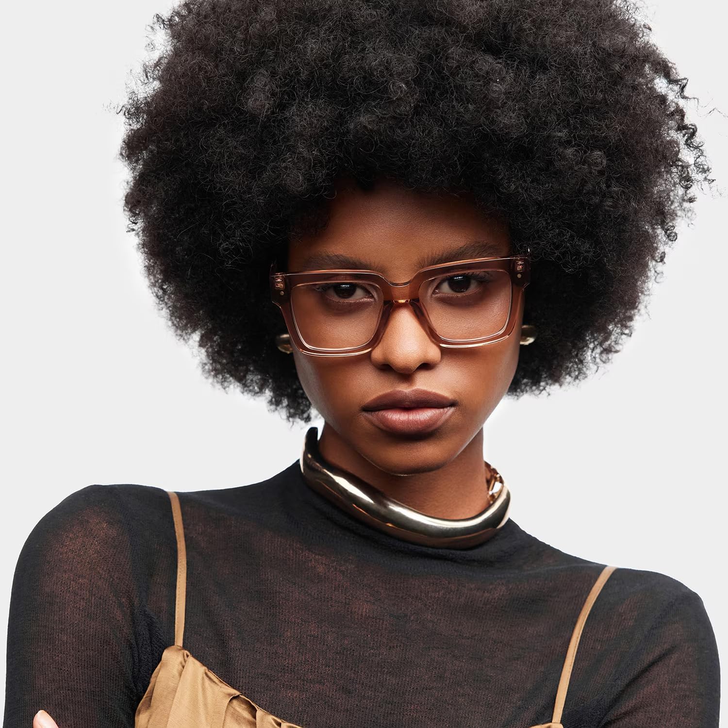 Zeelool Square Glasses Frames for Woman Thick Oversized Eyeglasses Black Acetate Eyewear JGA980184