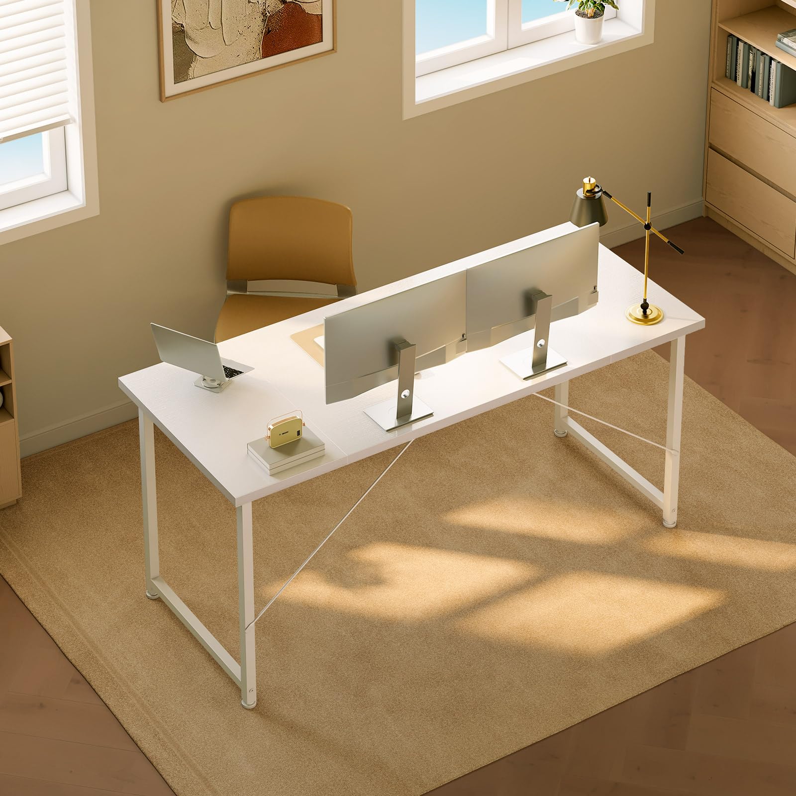 ODK Schreibtisch Groß, 140 × 50 cm, Computertisch, Bürotisch, Weiß | Großer Tisch mit geräumiger Arbeitsfläche, PC Tisch für Homeoffice und Arbeitszimmer