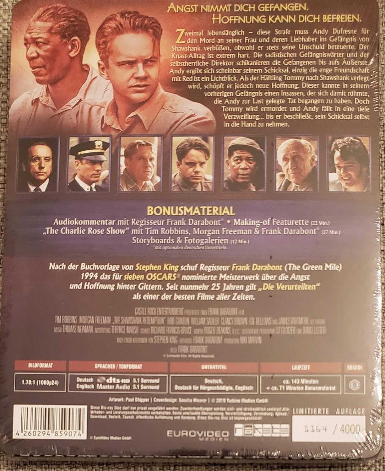 THE SHAWSHANK REDEMPTION Steelbook (Blu-ray Region-B Locked Import) [25th Anniversary]