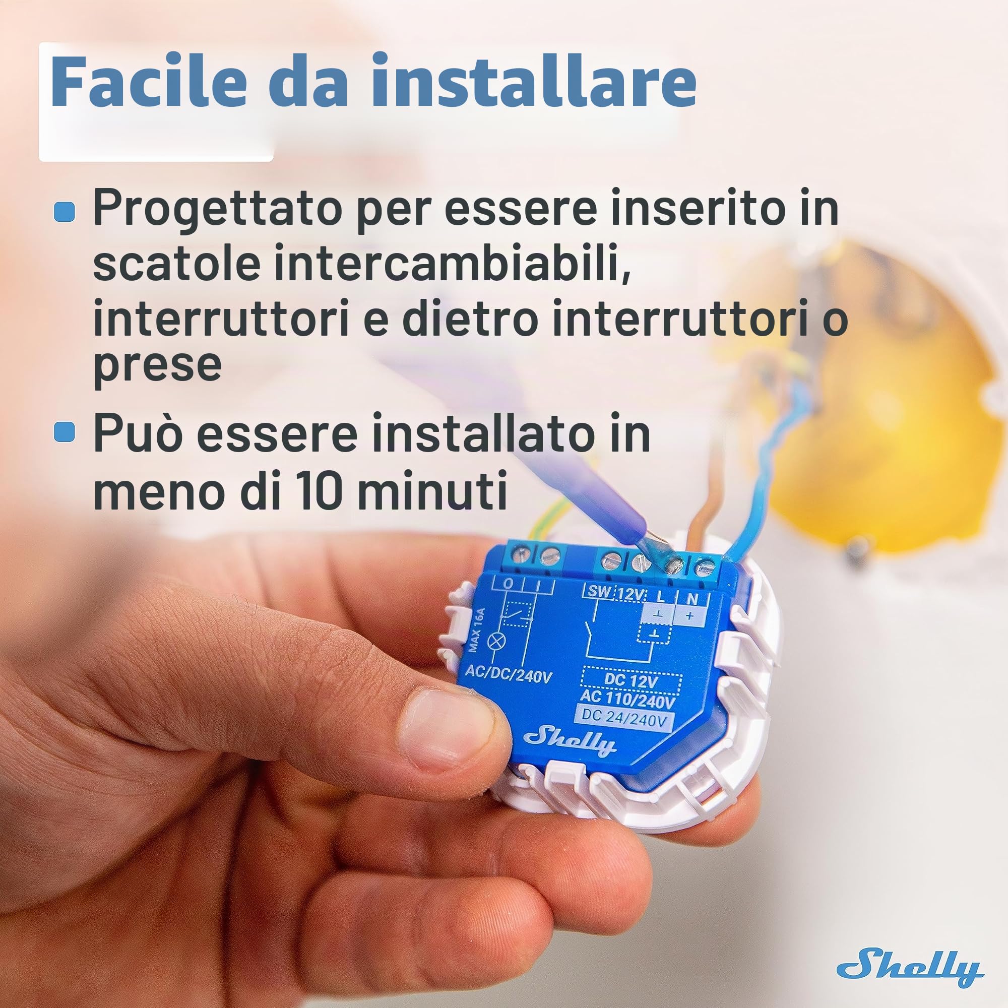 Shelly Plus 2PM, Interruttore a Relè 16A, Wi-Fi e Bluetooth, Misuratore di Potenza & Plus 1, Relè interruttore intelligente, Wi-Fi & Bluetooth, Contatti a potenziale zero