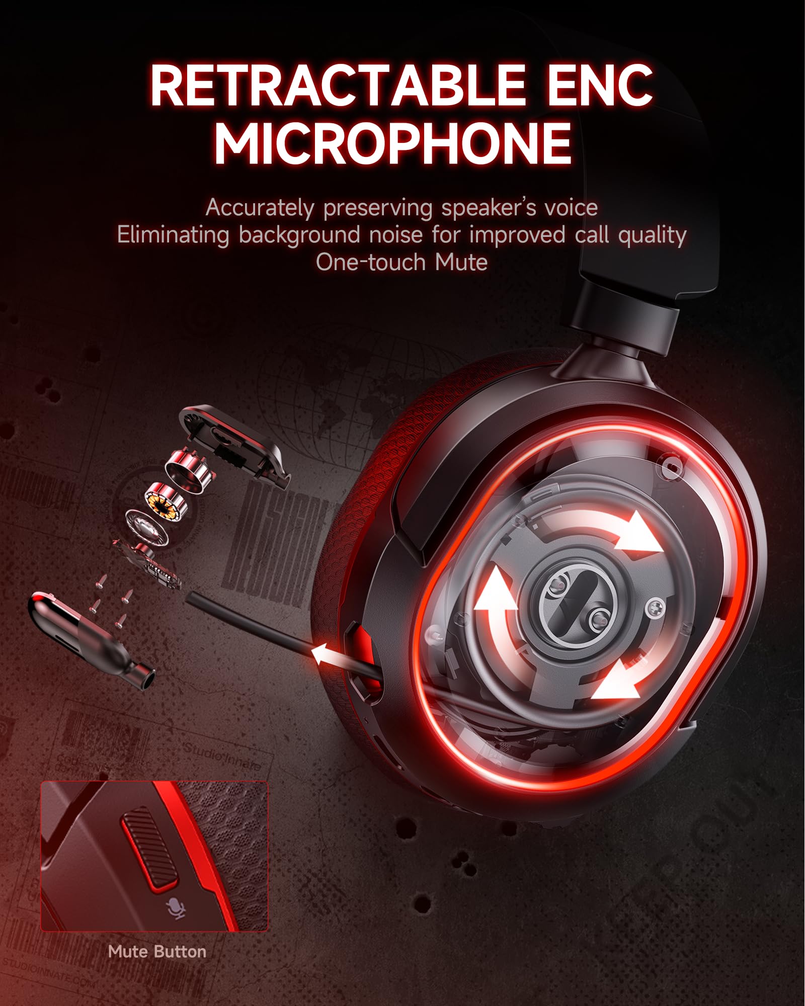 Picun Auriculares inalámbricos G2 para juegos, sonido envolvente virtual 7.1, 2.4 GHz/Bluetooth 5.4/cableado, latencia ultra baja de 5 ms, batería de 100 horas, micrófono ENC con cancelación de ruido