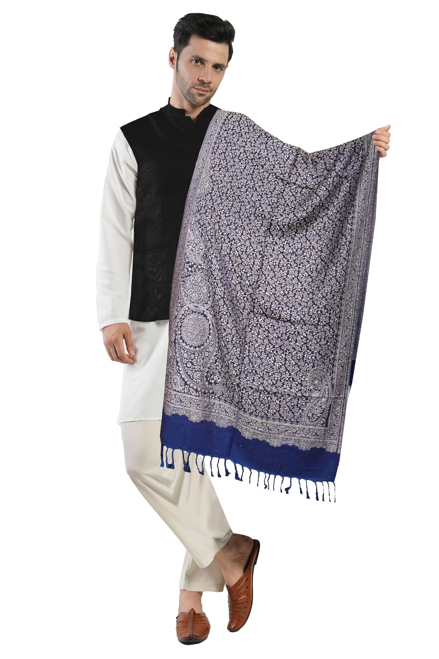 Men's Kashmiri Stylish Woolen Jamawar Ambi Design Shawl, Stole for Men| Perfect for Winter and Gifts [SIZE:40X80 Inches]