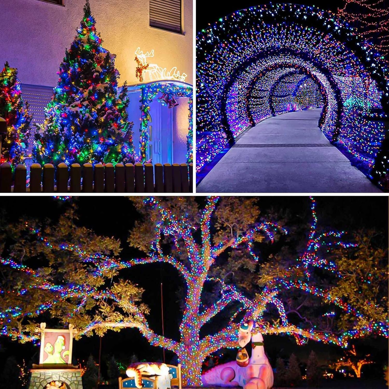 Solar String Lights Outdoor, 4 Pack 288FT 800 LED Solar Twinkle Lights for Outside Waterproof Copper Wire with 8 Modes Fairy Decorations for Garden Yard Wedding Christmas Tree Decor (Multicolor)