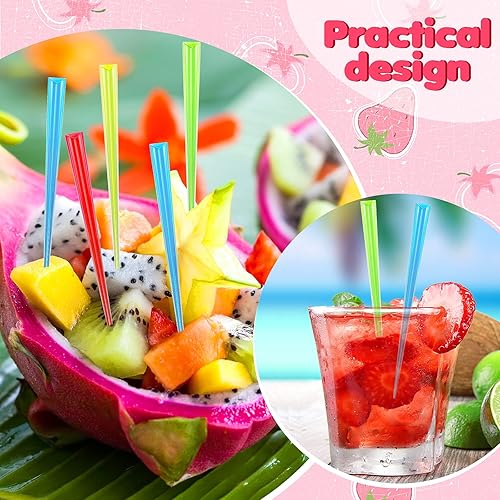 Miniatura 5 de Púas prismáticas de 3.54 pulgadas, 500 piezas, triangulares de plástico para cóctel en 5 colores para la cocina del hogar