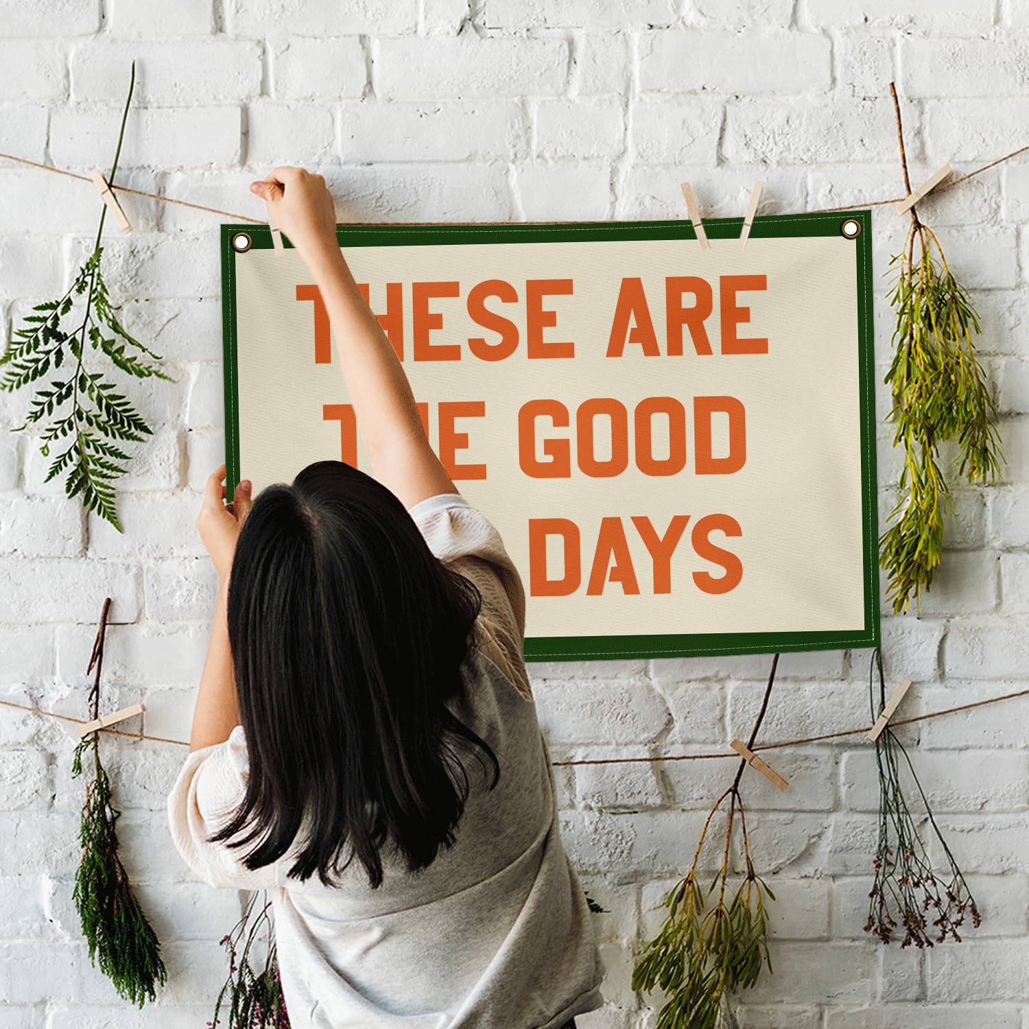 Cilrii Cartel de lona con texto en inglés "These Are The Good Old Days", decoración de lona para habitación, decoración de pared para aula, decoración de habitación de niños, 20 x 30 pulgadas