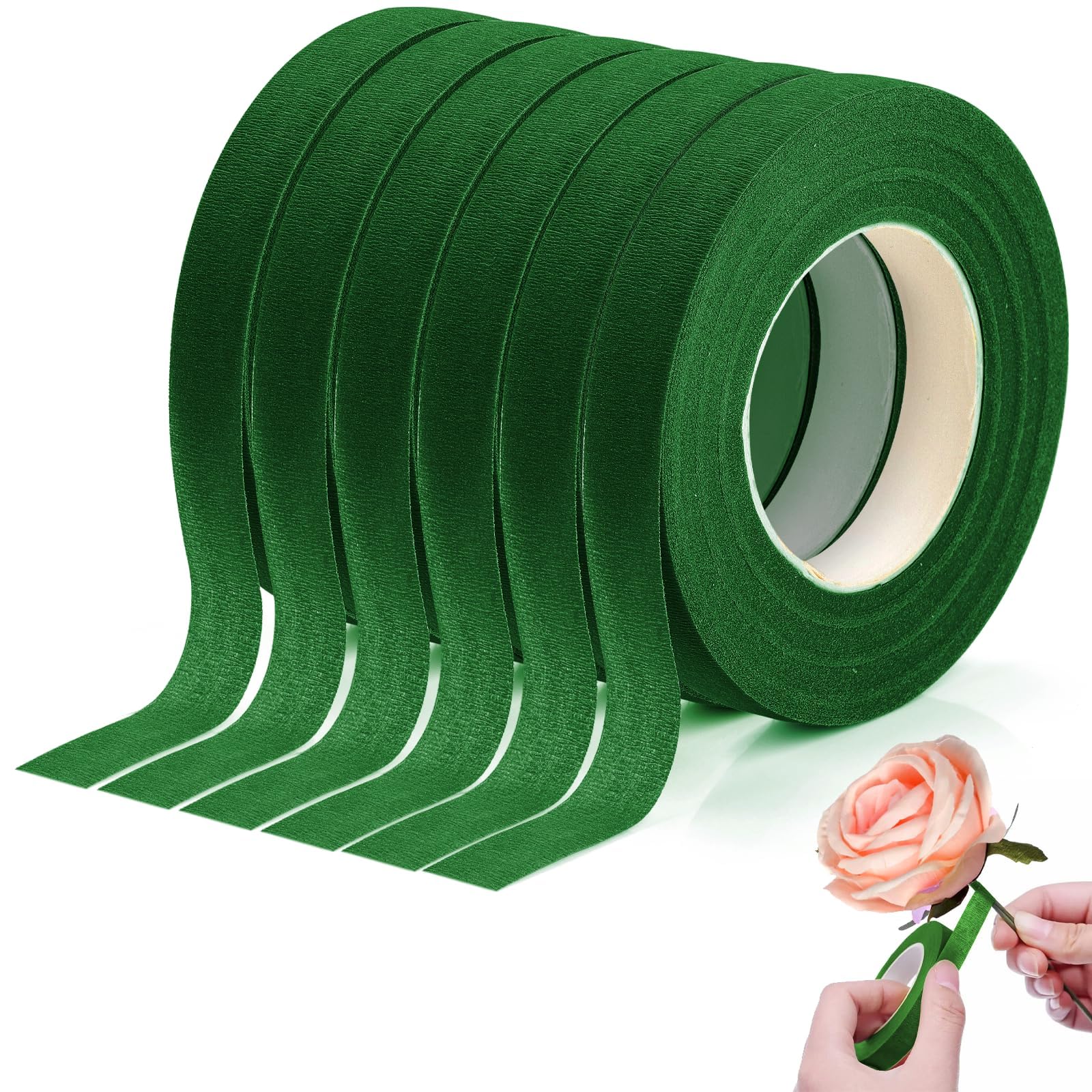6 Rotoli Nastro Fiorista Verde, Adesivo Nastro Per Fioristi, Nastri Floreali a Stelo, Floral Tapes, Nastro Staminali Bianco Marrone per Bouquet, Avvolgere Fiori, Decorazioni, Artigianato, 27m*12mm