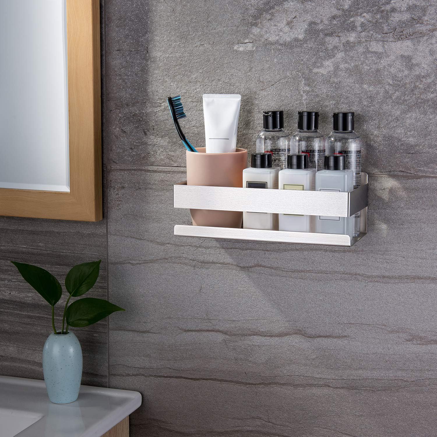 ZUNTO Mensola Doccia, Autoadesivo Mensole Bagno Angolare Organizzatore, SUS 304 Acciaio Inox