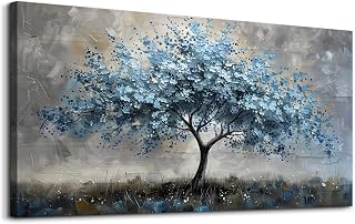 MHARTK66 Canvas Wall Art For Living Room Farmhouse Wall Decor For Bedroom Office Decorations Gray Wall Paintings Blue Tree Landscape Pictures Artwork Ready to Hang for Home Decor art 40"X20"