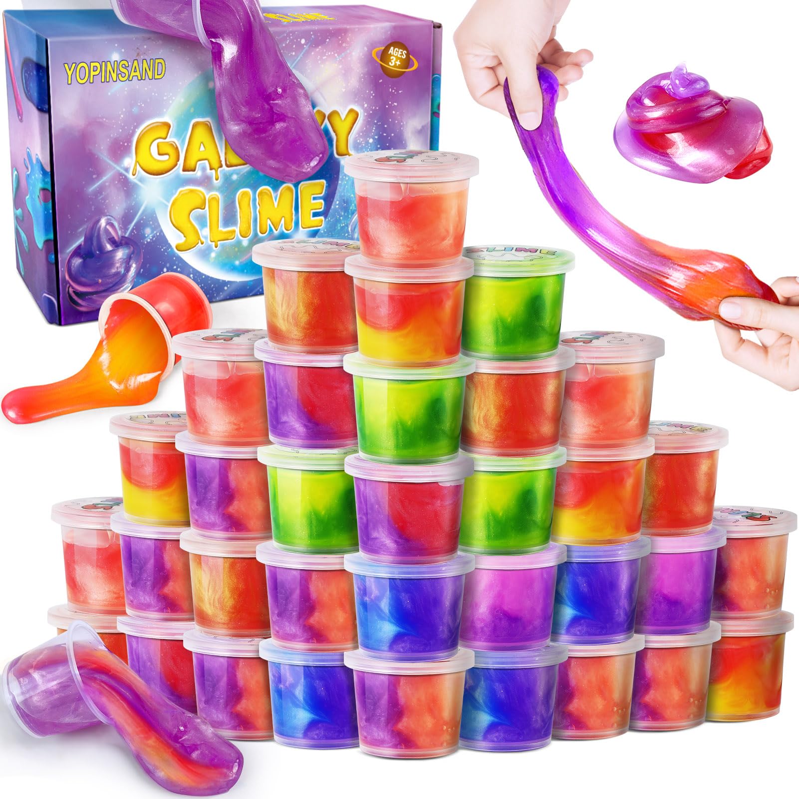 Lot de 36 Kits de Slime Galaxie pour Enfants, Extensible | et Non Collant, Jouet pour garçons et Filles de 5 à 12 Ans