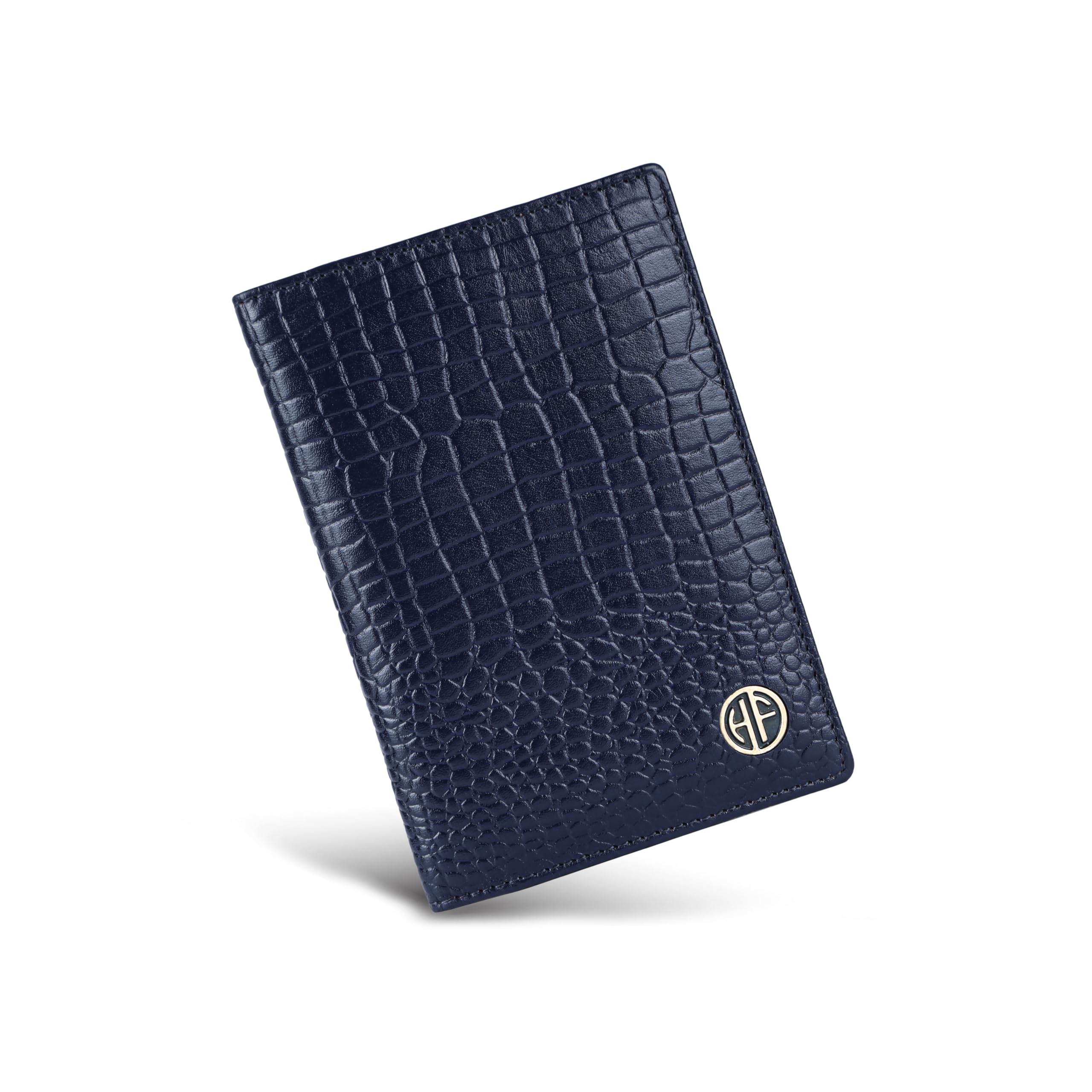 HAMMONDS FLYCATCHER Genuine Leather Passport Cover for Men, Passport Cover for Women, RFID Passport Holder for Men Travel Accessories for Men, Passport Bag for Men, 3 ATM Card Slots - Croc Blue