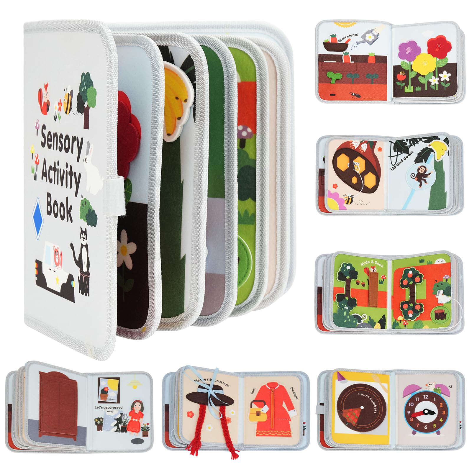 AIGOCITY Busy Board Montessori Spielzeug,Sensory Activity Book mit 3D Mehrere Szenarien-Thema,14-in-1 Busy Book für Frühe Bildung,Kinder Activity Board Spielzeug ab 3 4 5Jahre Mädchen Junge