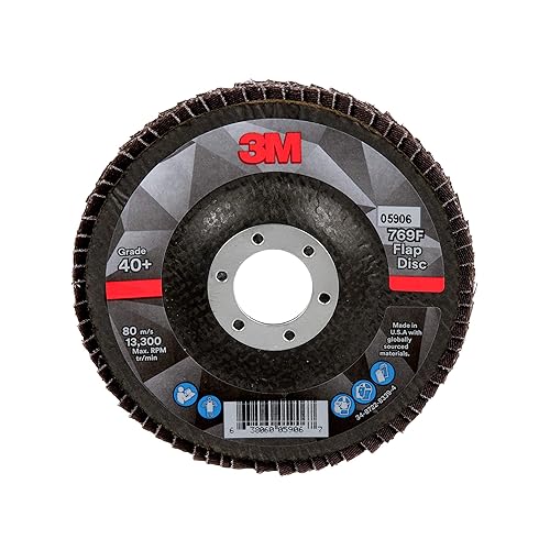 Miniatura 111 de 3M Disco de solapa 769F, tipo 27, 80+, 4-1/2 in x 7/8 in, abrasivo de alto rendimiento, disco de pulido y acabado de grano de precisión de cerámica