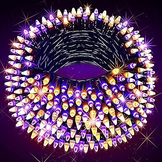 Halloween Lights, 300 LED 99FT Purple and Orange Halloween Decorations 8 Lighting Modes, Plug in Waterproof Twinkle Halloween String Lights with Timer for Tree Yard Party Bedroom Porch Decorations