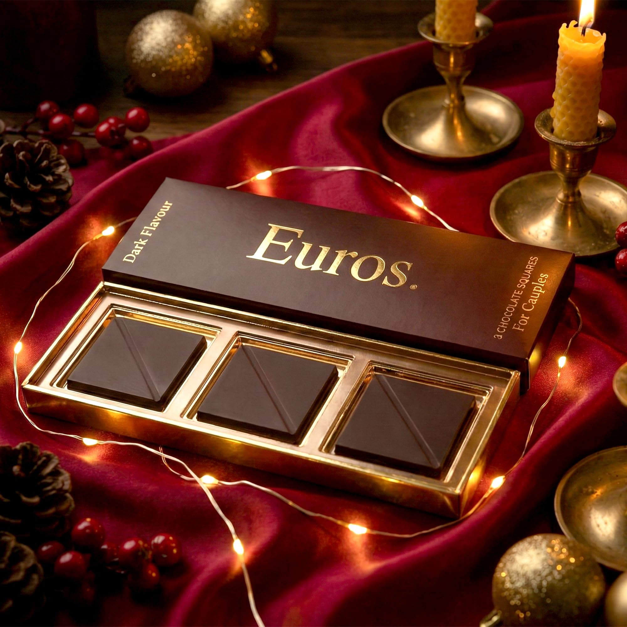 Euros Premium Tabs Dark Chocolate | For Men & Women | For Couples Gourmet Mini Bars | Gifting & Special Moments | 12 Chocolates (240g) | Anniversary, Valentine, Wedding & Birthday Gift Set