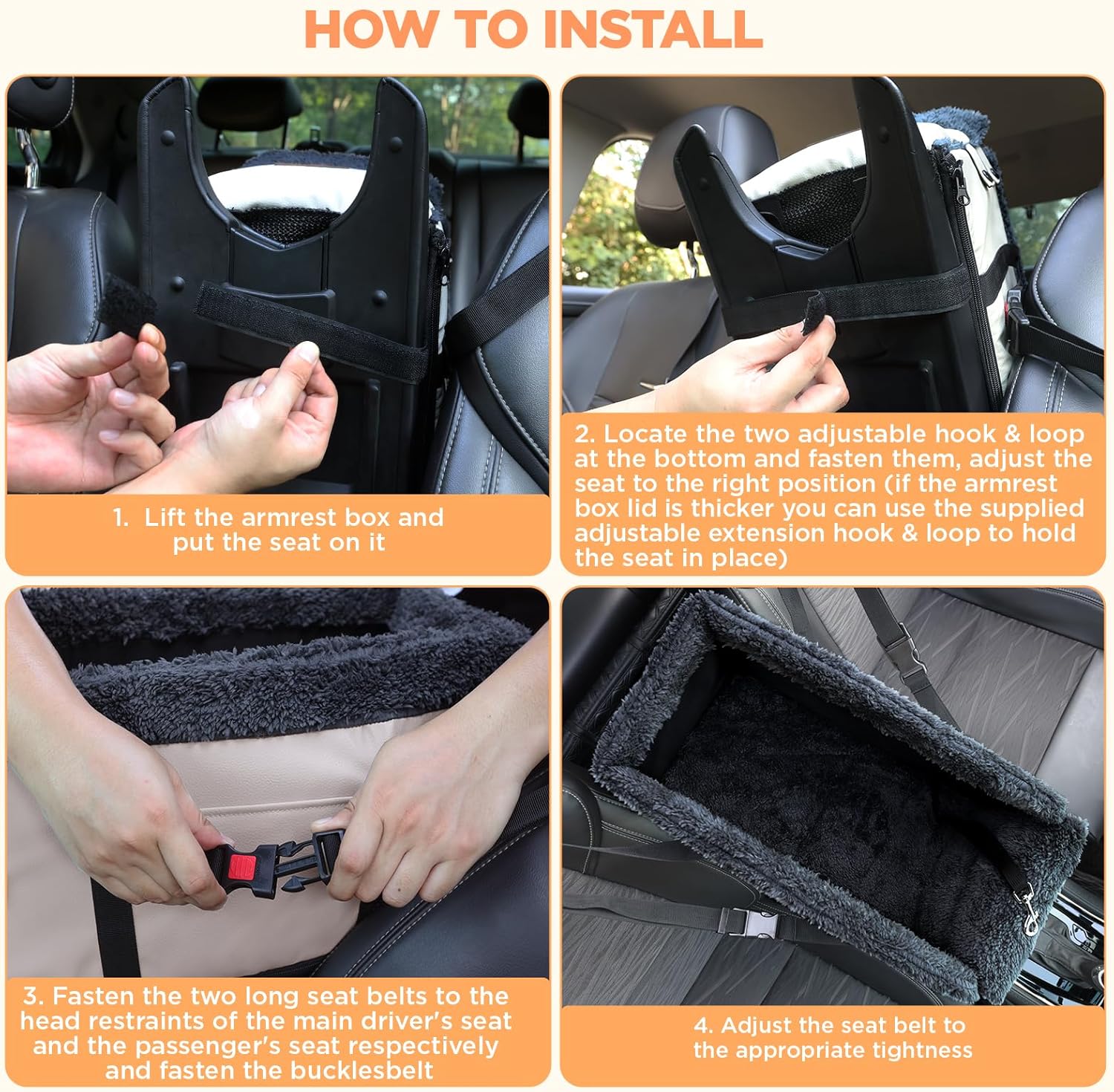 Center Console Dog Car Seat for Small Dogs,PU...