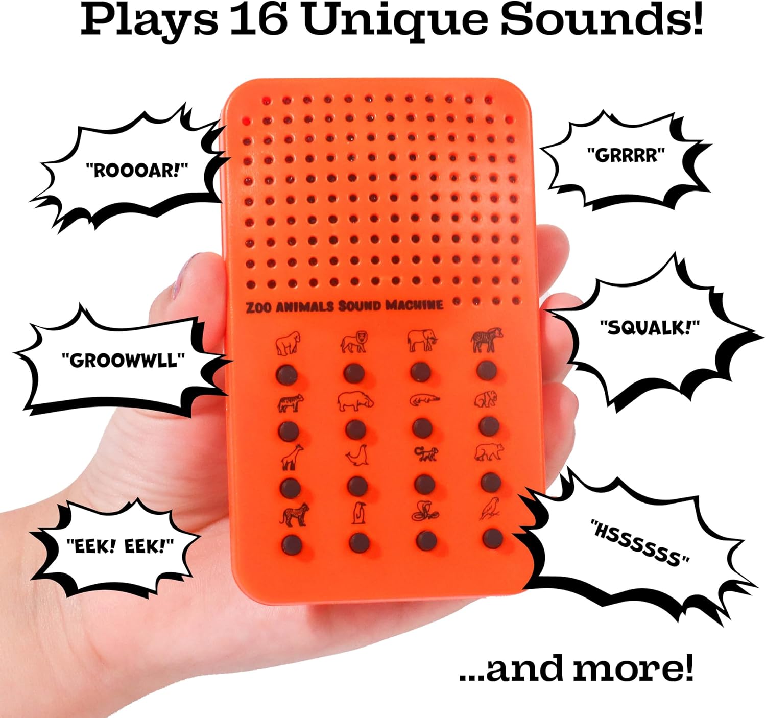 Zoo Animal Noisemaker with 16 Sounds, Roars, Growls, Hisses, Screeches and Noises, Portable Jungle Electronic Sound Maker - Safari Themed Sound Effects Board for Kids, Birthday Noise Maker Toy Gift