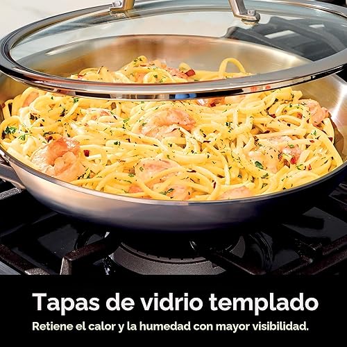 Miniatura 10 de Ninja EverClad C99007 - Juego de ollas y sartenes de acero inoxidable, 7 piezas, todas las estufas e inducción, apto para horno hasta 600 F, triple