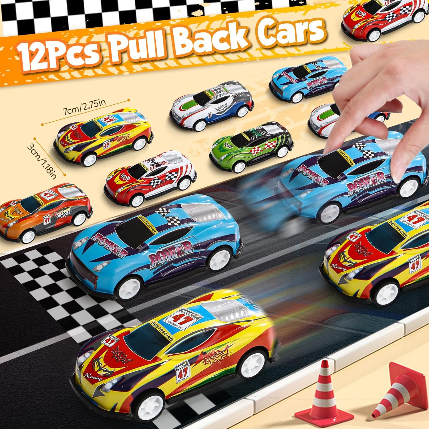 Race Car Party Favors for Kid, Racecar Wodden Painting Crafts Kit Mini Pull Back Cars Silicone Bracelets Boy Birthday Goodie Bag Stuffer Filler Class Prize Racing Birthday Party Supplies Decor
