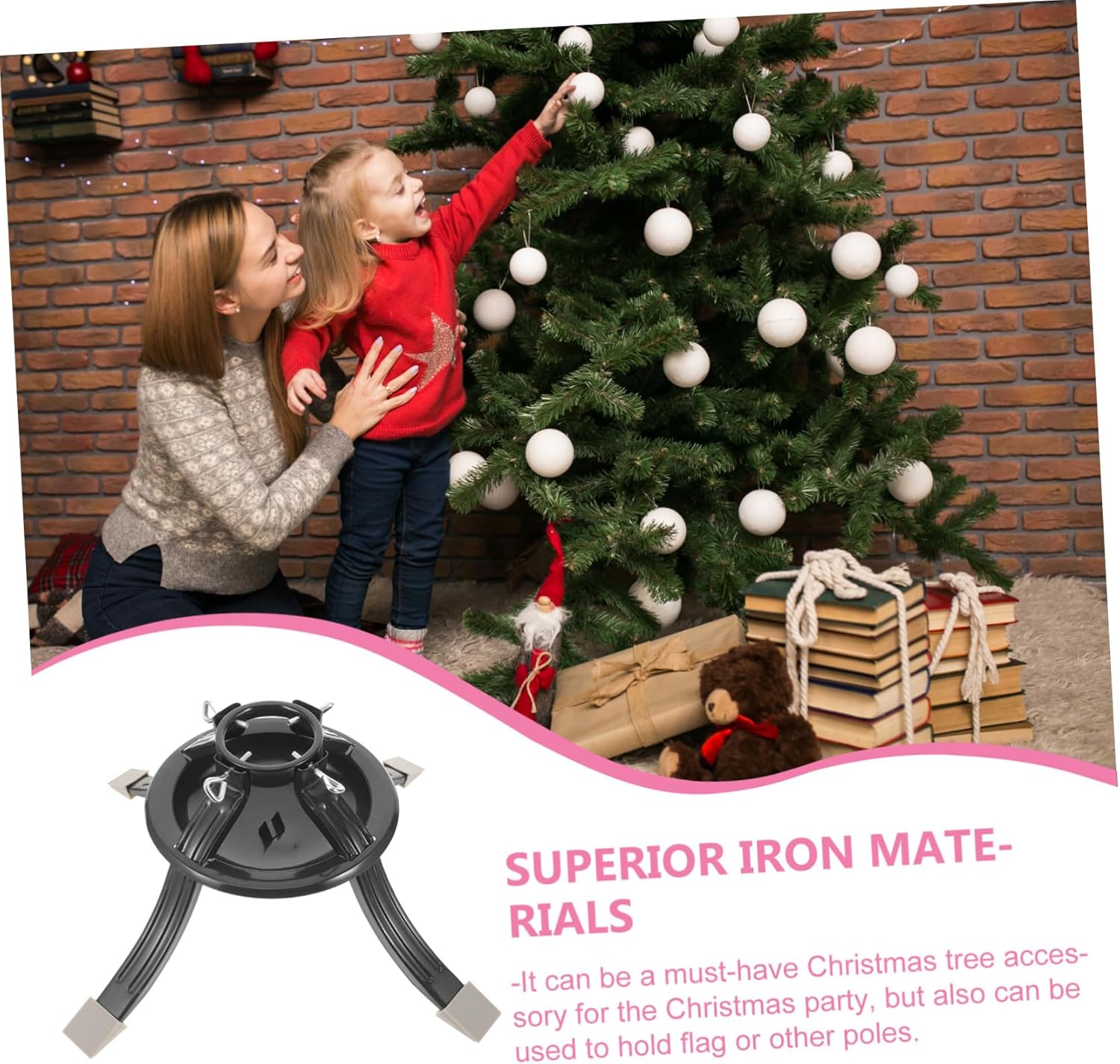 Cabilock Christmas Tree Stand Metal Round Base for Xmas Tree Easy Assembly Holder Stable Support Rack for Home Decor Christmas Party and Weddings