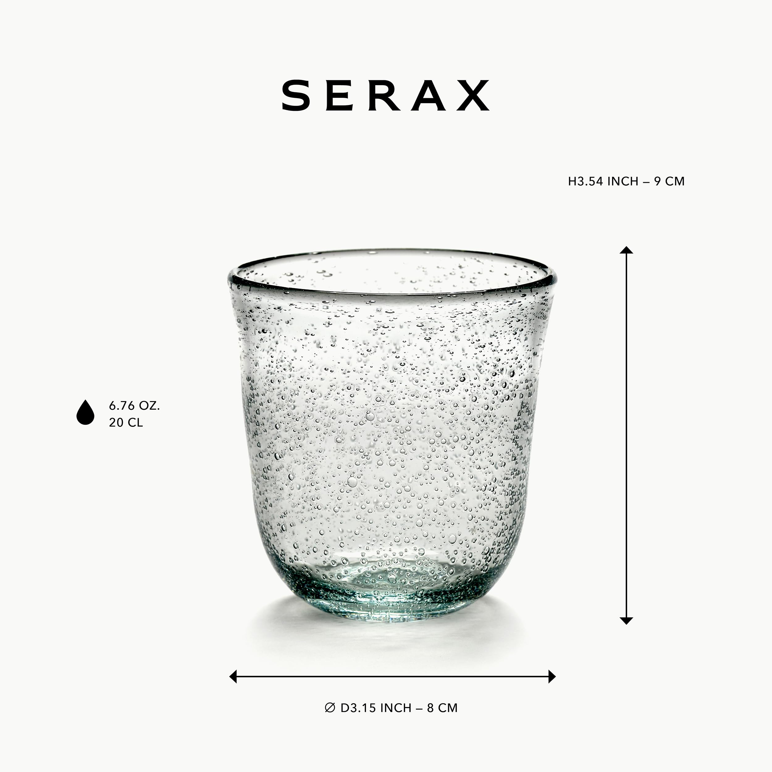 Juego de 4 vasos para beber | Cristalería Pure de Pascale Naessens | Vasos de Agua Transparentes 20 CL ​​con Burbujas | Artículos básicos para el hogar, cristalería | Bebidas, Jugos