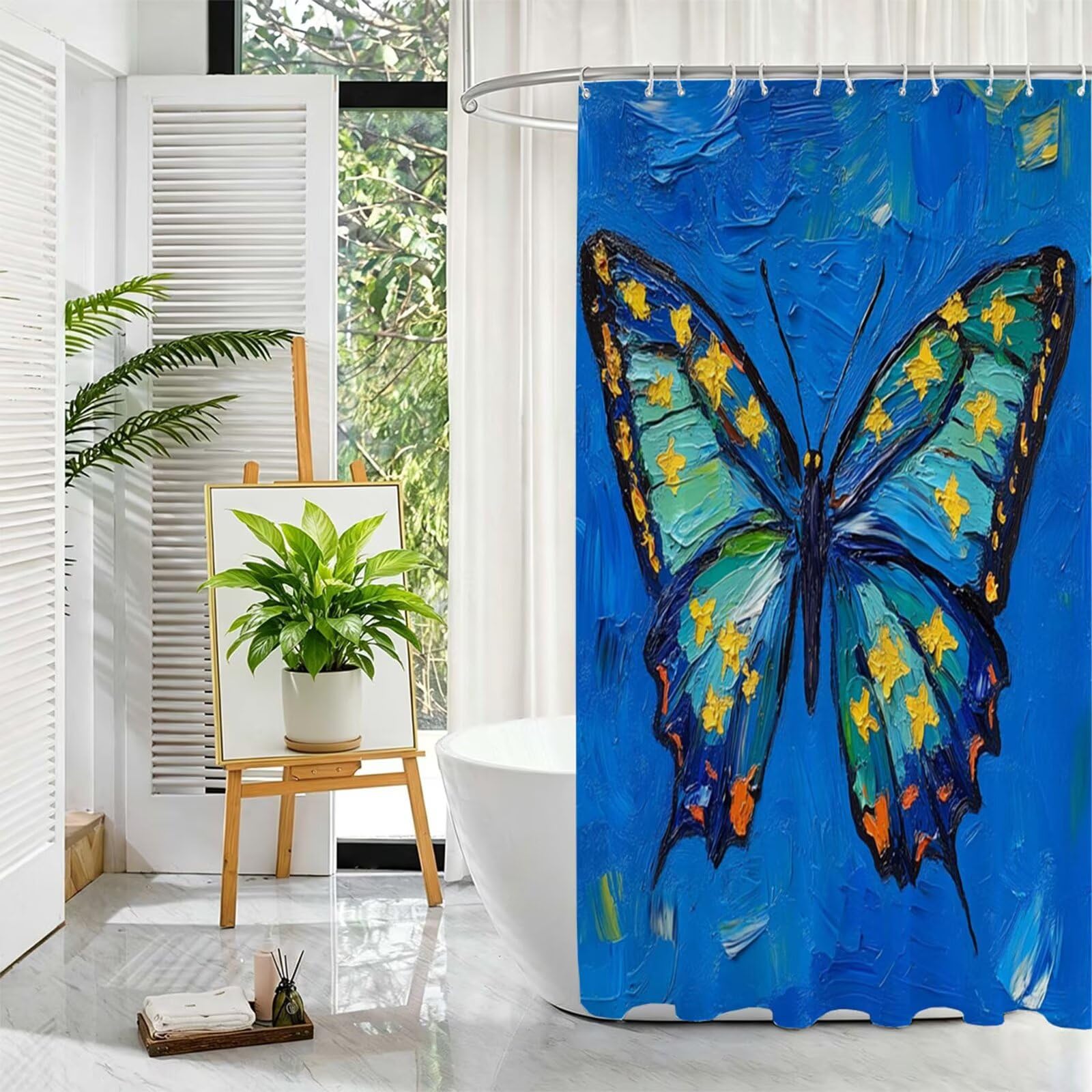 Rideau de Douche Bleu, Rideau Douche 180x240cm D-509