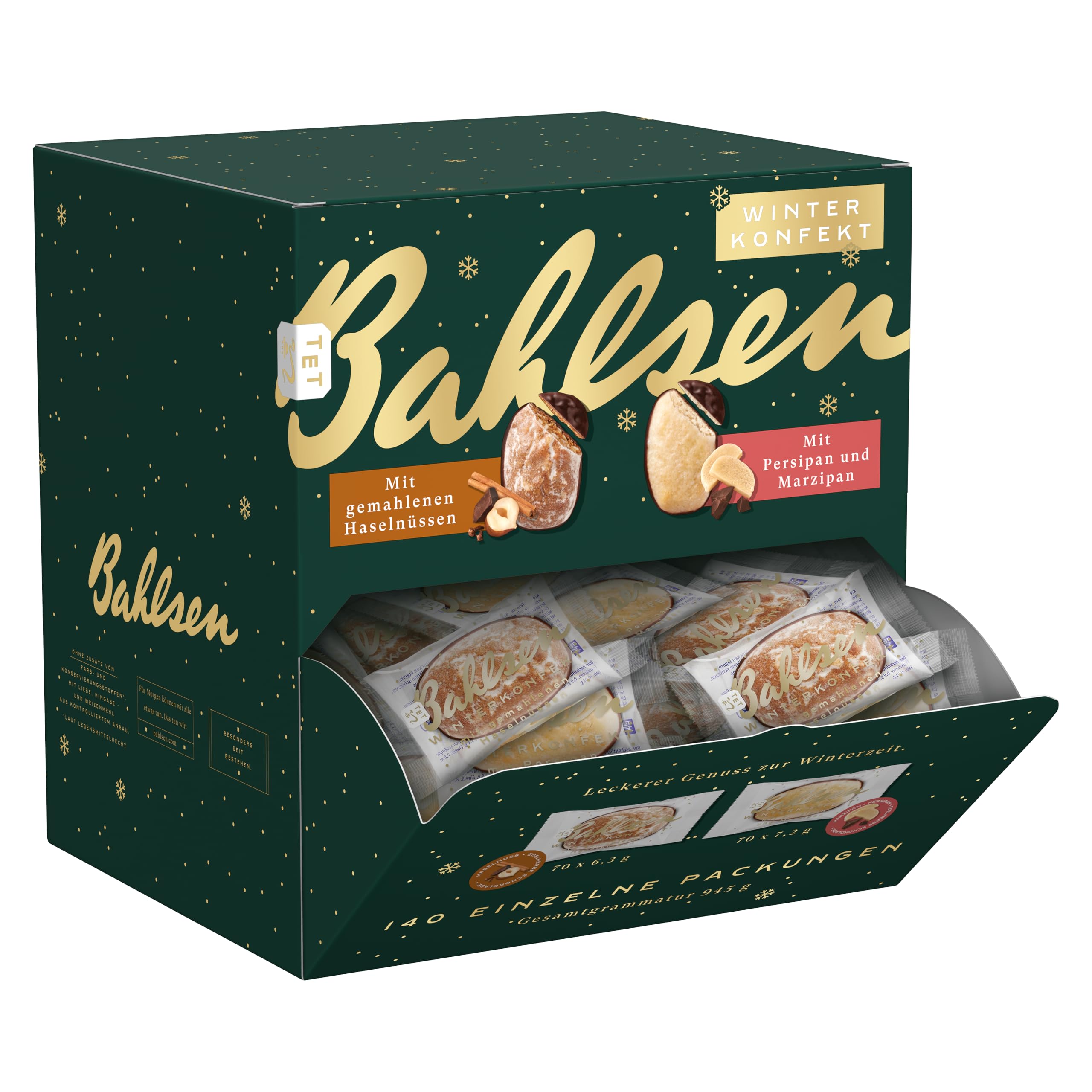Bahlsen Winterkonfekt, 948 g, feinstes Winterkonfekt in 2 Sorten à 70 Stück, Thekenaufsteller mit 140 Stück einzeln verpackt