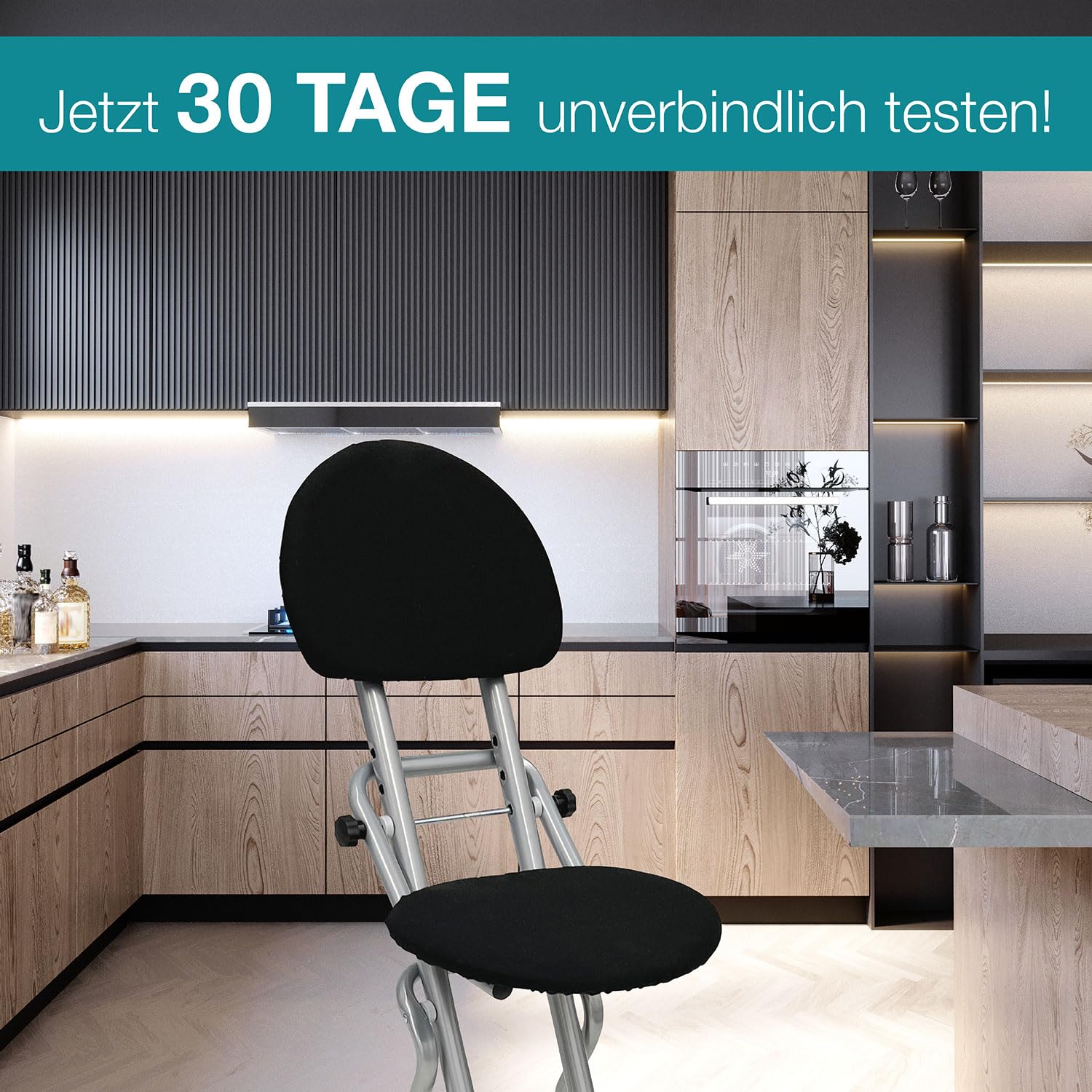 ELONEO Sitzhilfe Bügelstehhilfe höhenverstellbar 58-65 cm belastbar bis 120kg Silber 45x98x47 cm