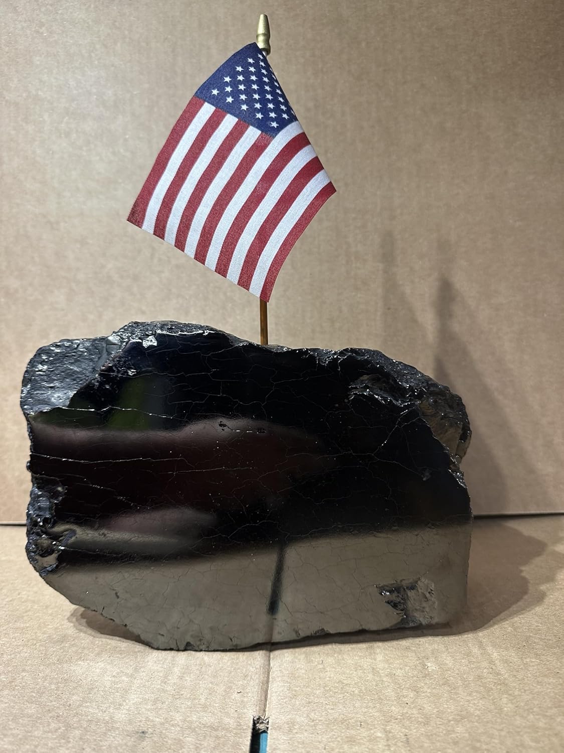 Beautiful Clean Coal: Polished Anthracite Coal, with American Flag