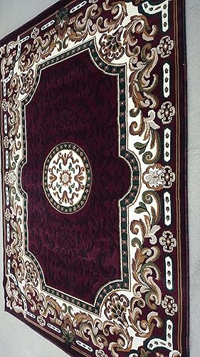 Miniatura 3 de Alfombra tradicional de diseño floral (borgoña, 3 pies 10 pulgadas x 5 pies 2 pulgadas)