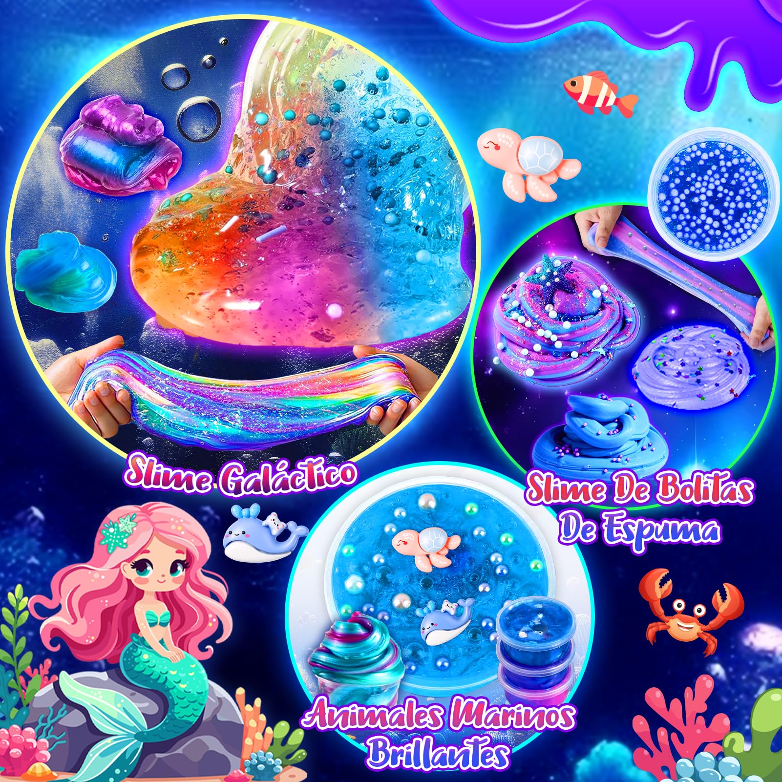 iKidiki Galaxy Slime Kit para Niñas 6-12 Años - Juguetes con Activador