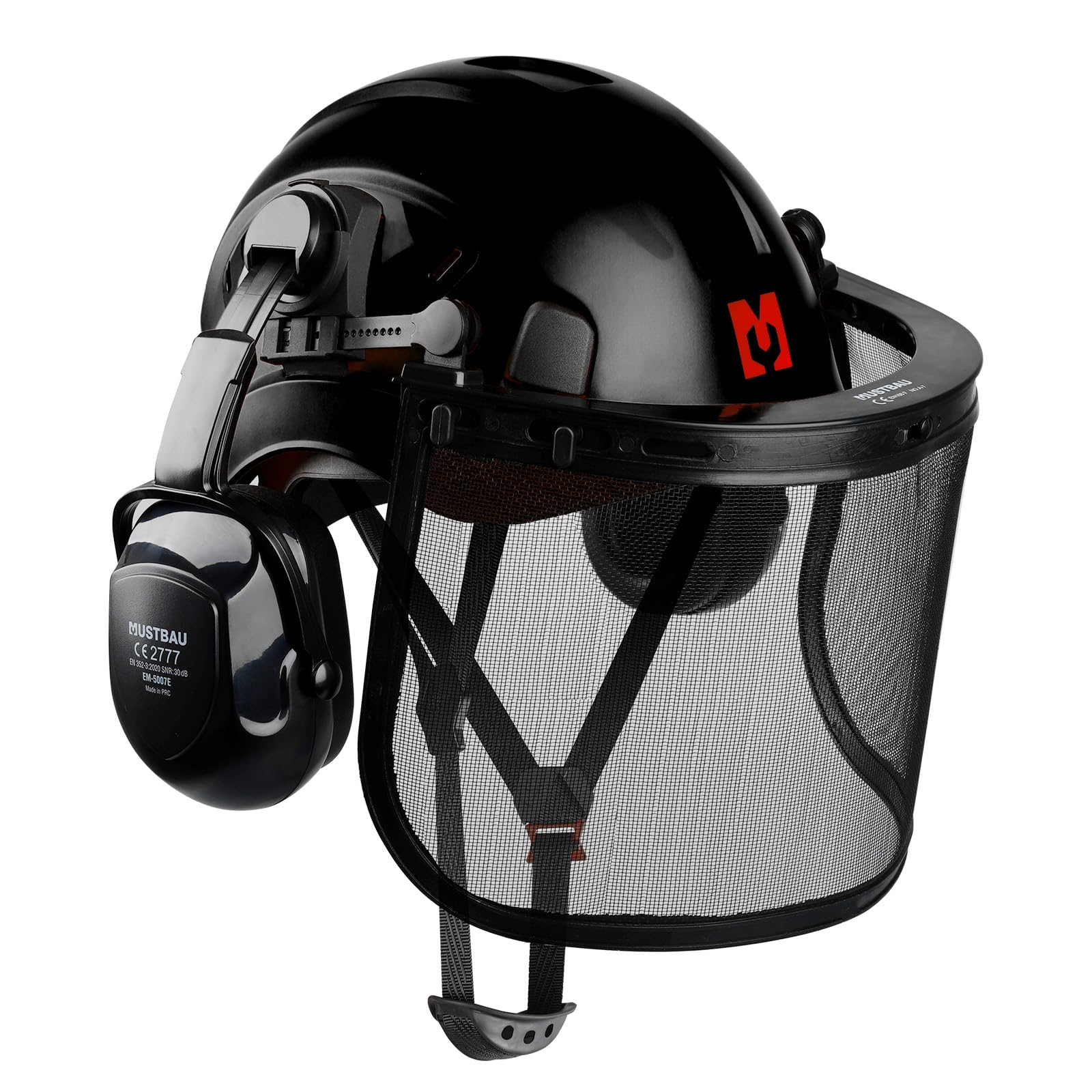 Casco di Sicurezza per Motosega, Casco Protettivo con Paraorecchie e Visiera In Rete, Fascia Regolabile 53 a 63 cm Adatto per Silvicoltura, Cantiere, Lavoro