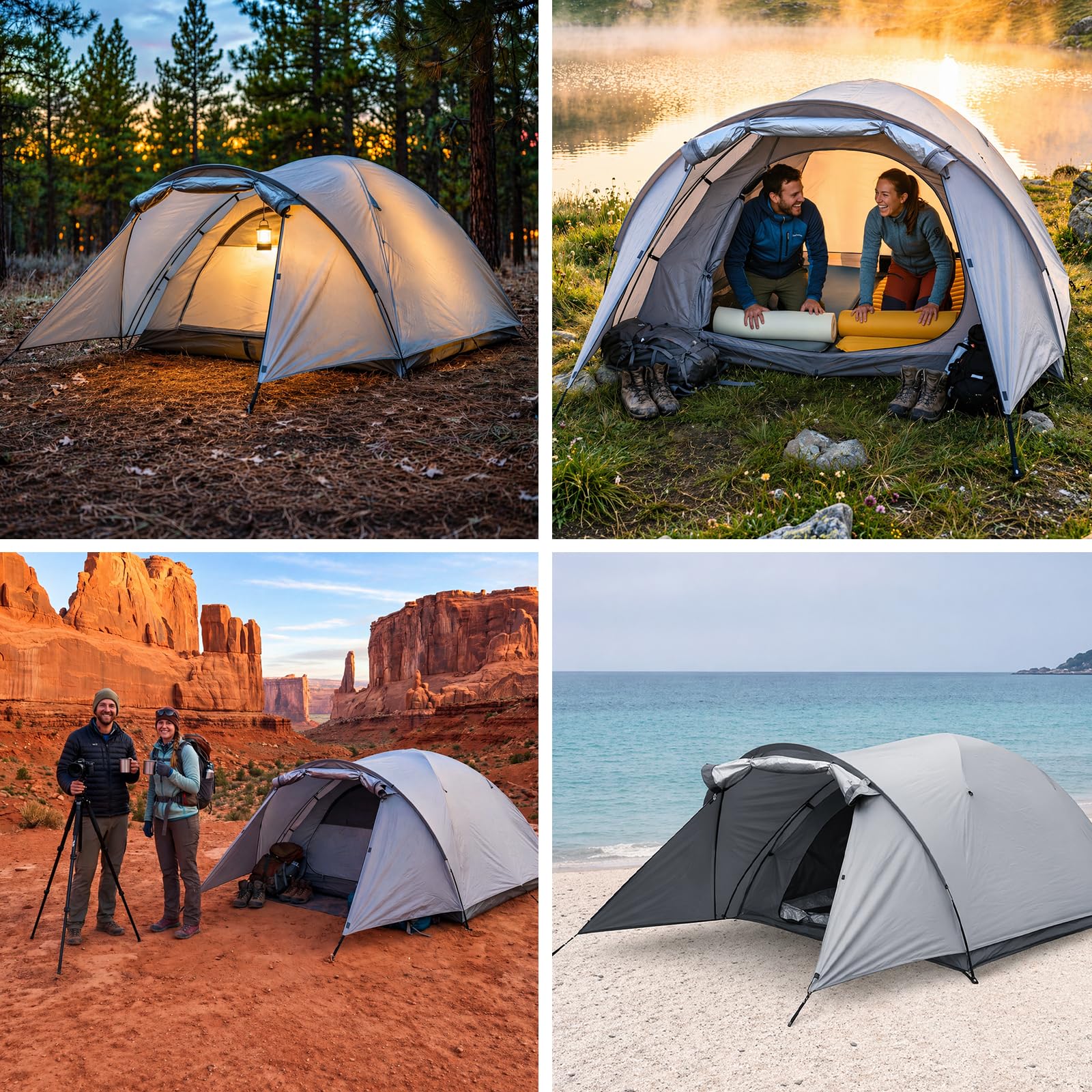 Tenda da campeggio per 2-3 persone, modello a cupola con zona d'ingresso e tettoia pieghevole, impermeabile e resistente ai raggi UV, ideale per il campeggio, i festival e le vacanze