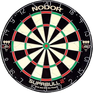 Nodor SupaBull2 Bristle Dartboard Equipped with Easy-Turn Steel Numbers for Beginning or Recreational Players, Black