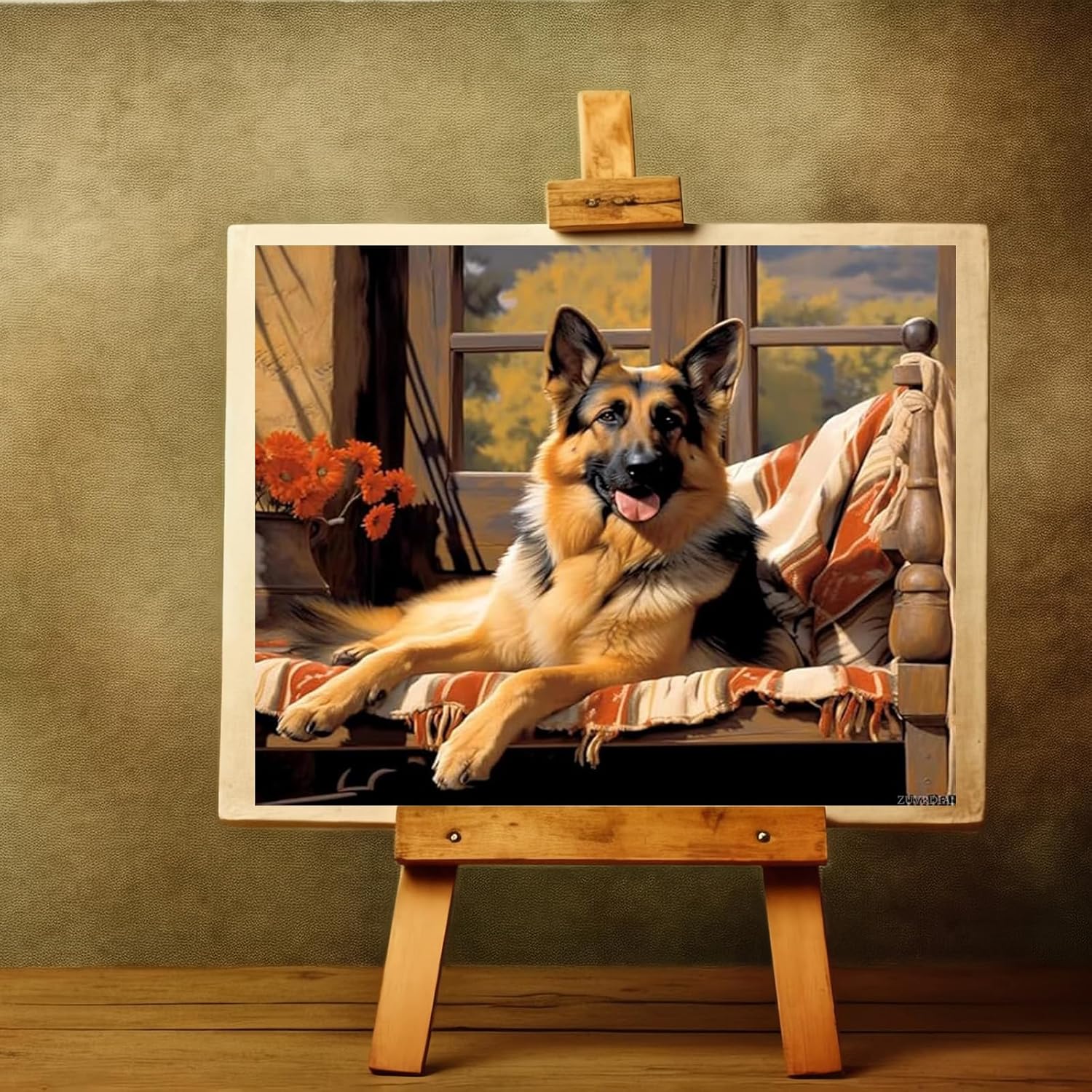 ZUVRDIAI Paint by Numbers for Adults German Shepherd Dog Acrylic Paintworks for Beginners and Experienced Hobby Painters Gift for Family Friends 16" x 20"