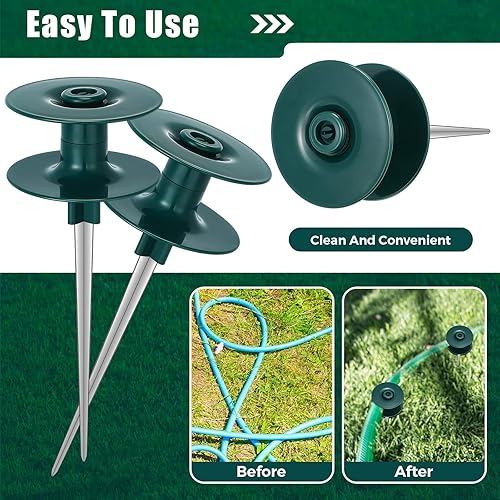 Miniatura 3 de 16 estacas guía de manguera de jardín de 10 pulgadas, estaca de metal resistente de zinc inoxidable, estacas de guía de manguera de metal resistente