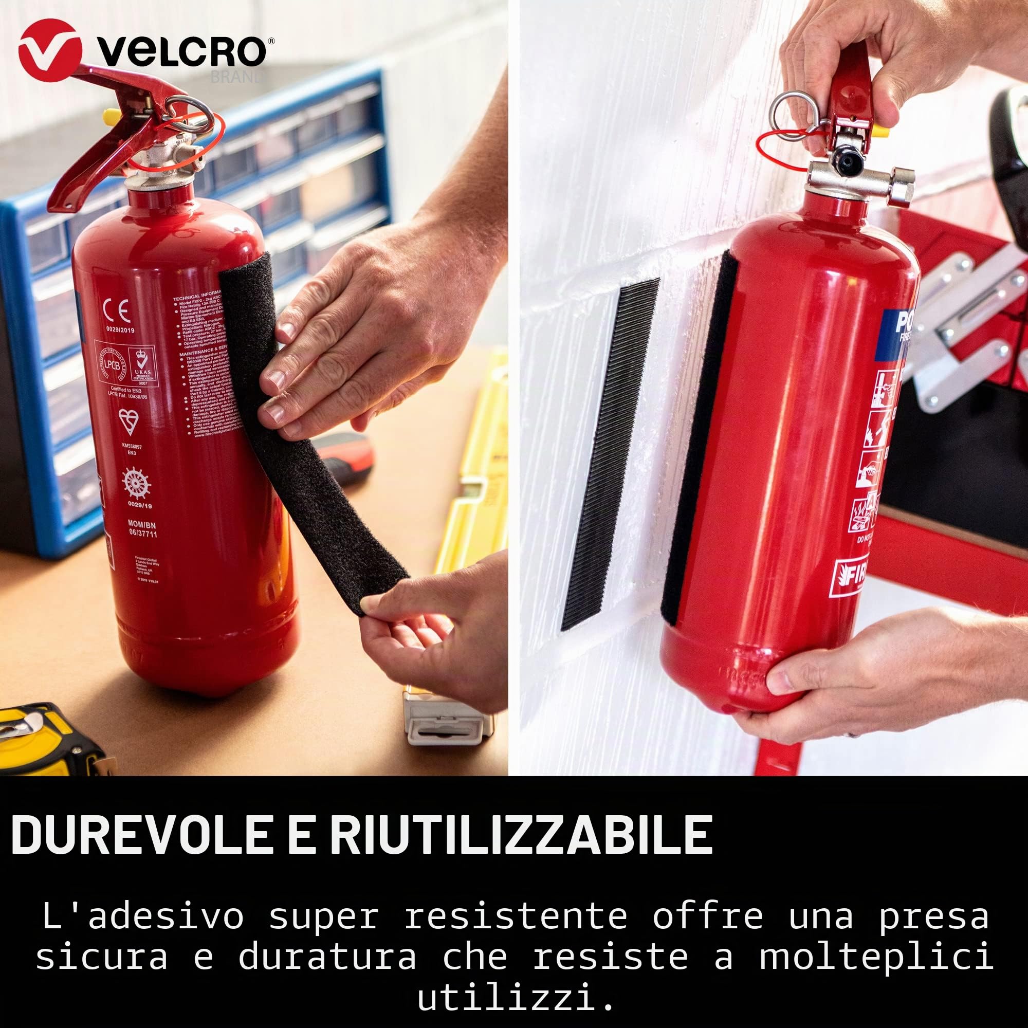VELCRO Brand Nastro a strappo adesivo ad alta resistenza, Nero 50mm x 10m | Nastro adesivo a strappo ad alta resistenza, per casa, ufficio, garage e decorazioni