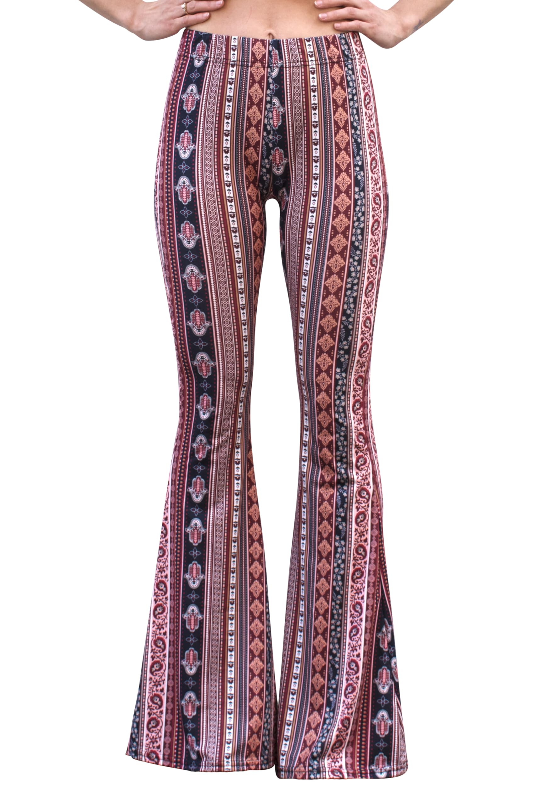 Daisy Del Sol High Waist Comfy Stretch Boho 70s Bell Bottom Fit to Flare Lounge Yoga Pants