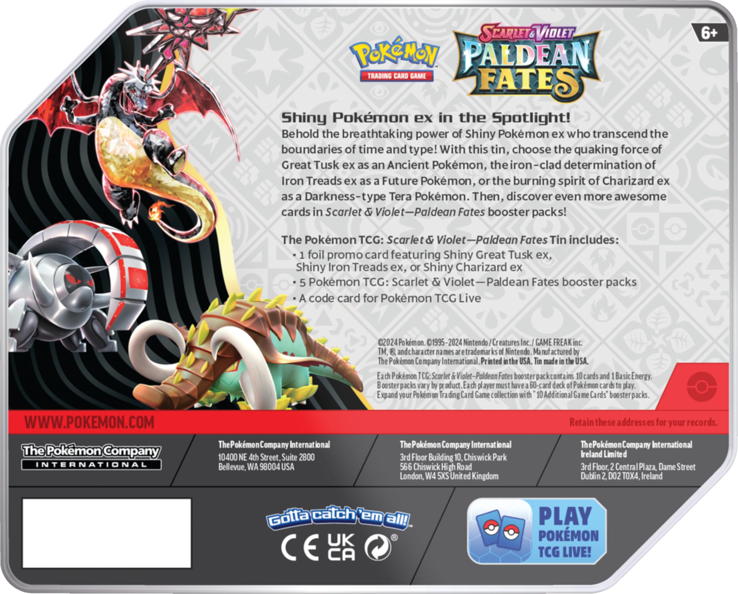 pokemon trading card games sv4 5 paldean fates tin charizard Amazon.com: Pokemon TCG: SV4.5 Paldean Fates Tin