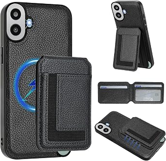 Leather Wallet Case for Nothing CMF Phone 1 Case, Flip Folio Stand Silicone Shell with Credit Card Holder Magnetic Clasp Shockproof Protective Cover Compatible with CMF Phone 1 Black